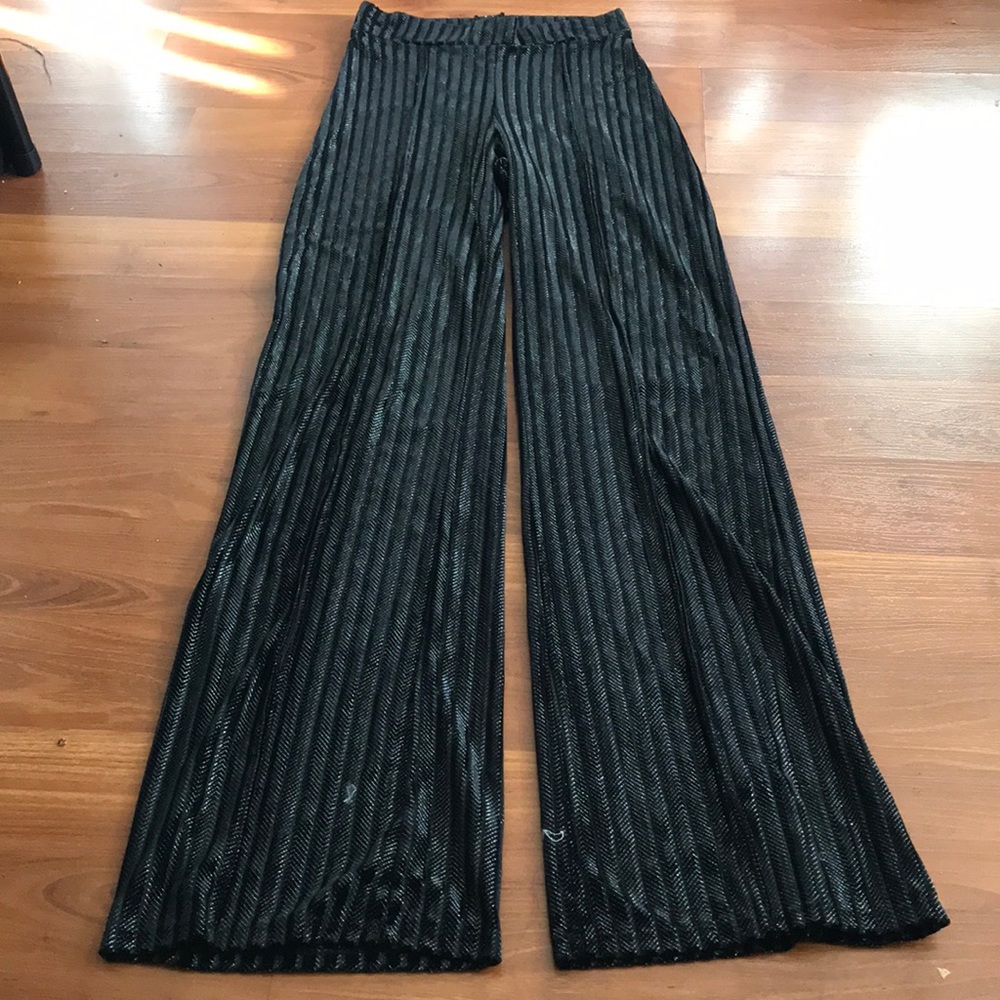 Black striped flare bottom pants high waist
